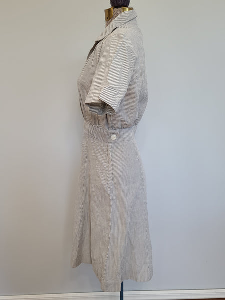 Navy WAVES Seersucker Work Uniform Dress <br> (B-35" W-25" H-32")