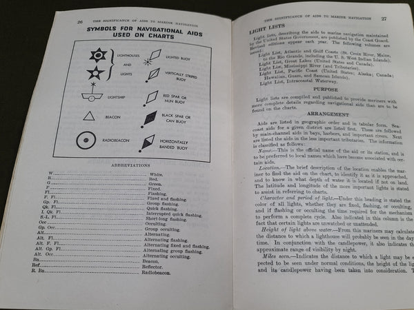 US Coast Guard "Significance of Aids to Marine Navigation" 1943 Book (from a SPAR's estate)