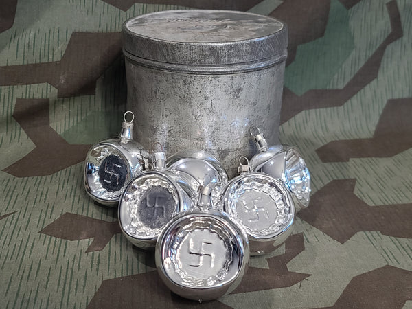 6 "Reproduction" Nazi Christmas Ornaments in a Pre-war Keks Cookie Tin