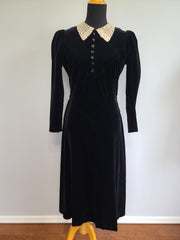 German Black Velvet Dress <br> (B-36" W-32" H-40")