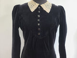 German Black Velvet Dress <br> (B-36" W-32" H-40")