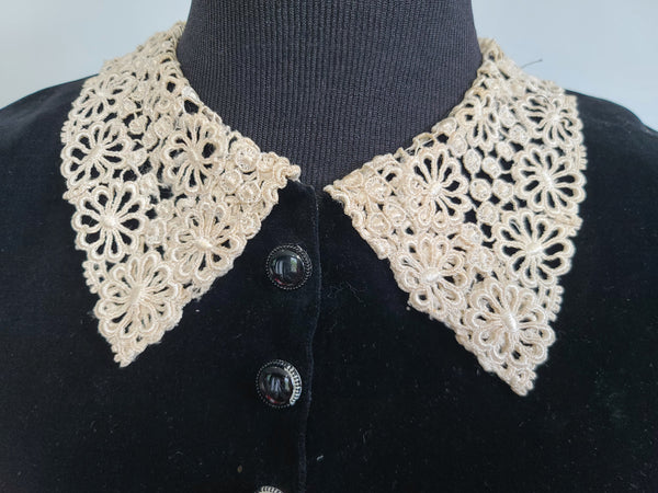 German Black Velvet Dress <br> (B-36" W-32" H-40")