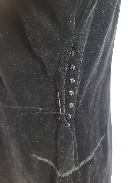 German Black Velvet Dress <br> (B-36" W-32" H-40")