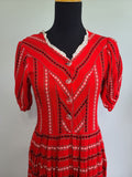 German Red Print Dirndl Dress <br> (B-34" W-29" H-44")