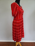 German Red Print Dirndl Dress <br> (B-34" W-29" H-44")
