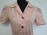 White and Brown Button Down Dress <br> (B-41" W-30" H-37")