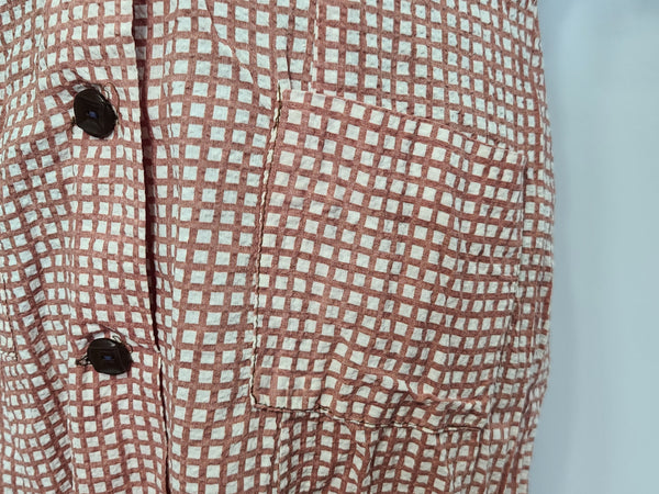 White and Brown Button Down Dress <br> (B-41" W-30" H-37")