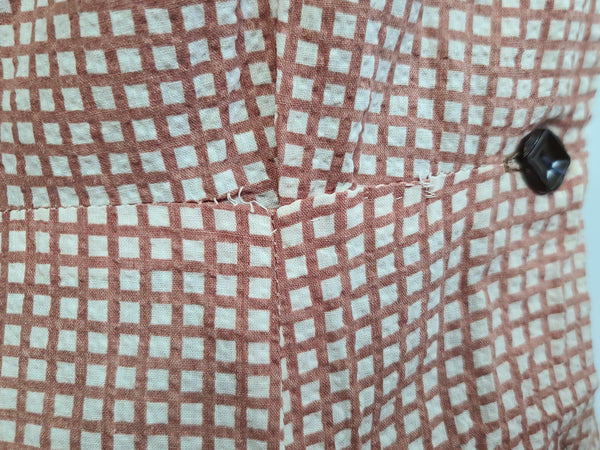White and Brown Button Down Dress <br> (B-41" W-30" H-37")