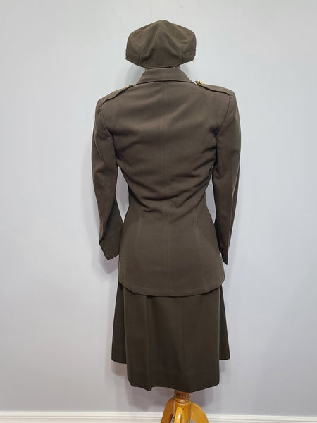 Army Nurse Uniform Grouping: Jacket, Skirt, Hat, Blouse, Tie <br> (B-35" W-25.75" H-36")