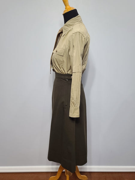 Army Nurse Uniform Grouping: Jacket, Skirt, Hat, Blouse, Tie <br> (B-35" W-25.75" H-36")
