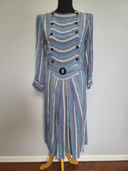 Blue Stripe Long Sleeve Dress <br> (B-38" W-30" H-38")