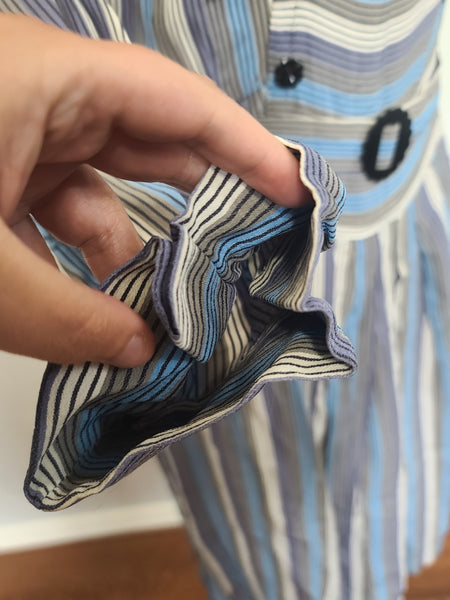 Blue Stripe Long Sleeve Dress <br> (B-38" W-30" H-38")
