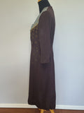 Blue and Brown Rayon Dress with Gold Accents <br> (B-40" W-30.5" H-38")
