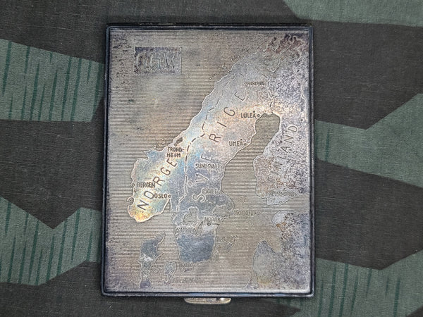 Original Silver Scandinavian Map Cigarette Case
