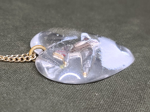Lucite Airplane Heart Necklace