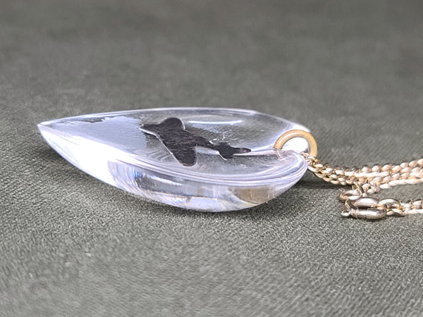 Lucite Airplane Heart Necklace