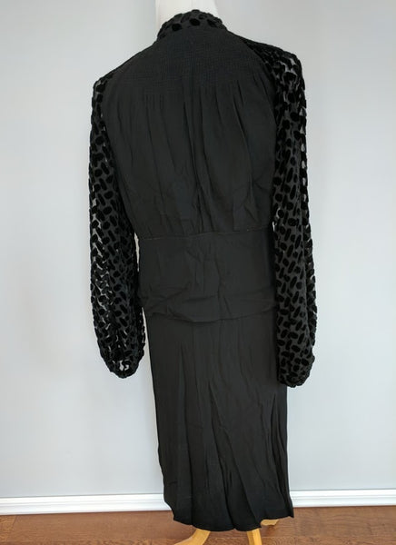 Black Rayon Dress and Jacket with Bishop Sleeves <br> (B-34" W-27" H-37")