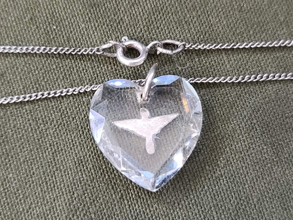 Army Air Corps Clear Heart Necklace