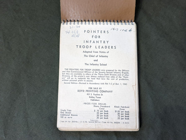 Pointers for Infantry Troop Leaders 1940 - 41