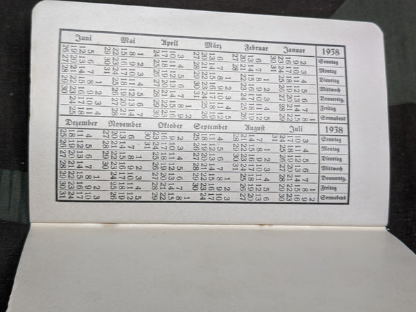 German 1938 "Notes" Notebook
