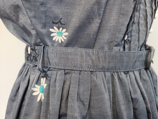 Gray Iridescent Flower Print Dress <br> (B-40" W-29" H-48")