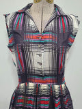 Colorful Plaid Sleeveless Dress <br> (B-36" W-25" H-41")