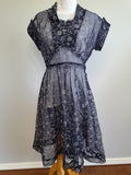 Blue See-Through Dress with Flower Design <br> (B-39" W-30" H-43")