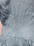 Blue Dress with Flower Buttons <br> (B-38" W-27" H-48")