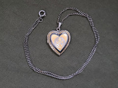 US Navy Heart Etched Locket Necklace Sterling