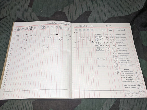 Haushaltungsbuch Home Accounting Book 1940
