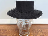 Black Wool Felt Tilt Hat with Netting
