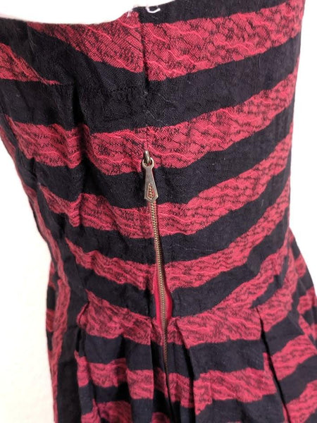 Red and Black Striped Dirndl <br> (B-37" W-27" H-42")