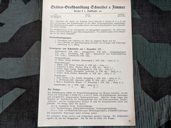 Seiden-Großhandlung Receipt Book 1937