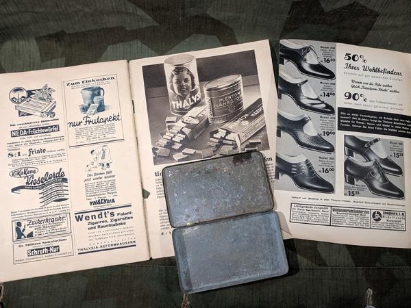Thalysia Yeast Tin with 2 1930s Magazines