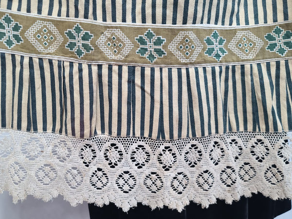 German Black Velvet Dress with Apron <br> (B-34" W-27" H-35")