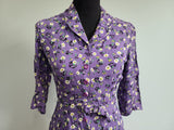 Purple Flower Print Dress <br> (B-35" W-26" H-33")