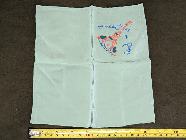 Souvenir of Paris 1945 Green Hankie