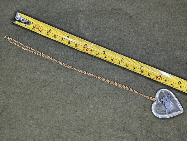 Lucite Airplane Heart Necklace