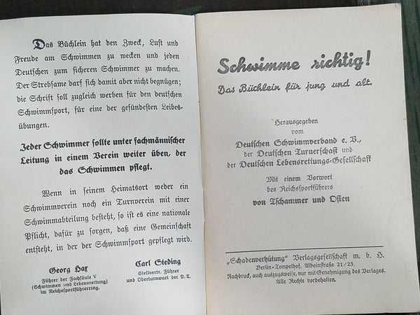 2 1936 Olympic Sport Books (Swimming and Ice Skating)