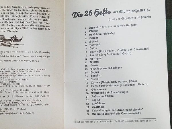2 1936 Olympic Sport Books (Swimming and Ice Skating)