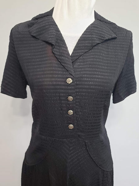 Black Seersucker Striped Material Dress <br> (B-40" W-33" H-40")