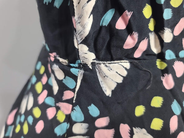 Butterfly Novelty Print Peplum Dress <br> (B-41" W-32" H-38")