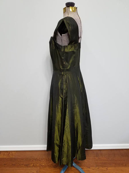 German Green Iridescent Gown DRP <br> (B-33" W-27" H-40")