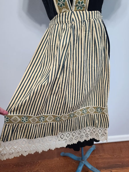 German Black Velvet Dress with Apron <br> (B-34" W-27" H-35")