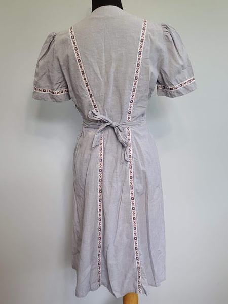 Gray Dress with Embroidered Ribbon <br> (B-37" W-28" H-42")