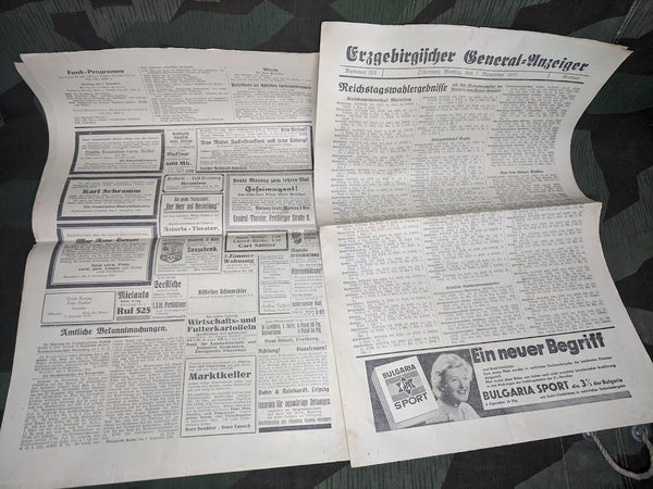 Reichstagswahl 1932 Election Results Erzgebirgischer Newspaper