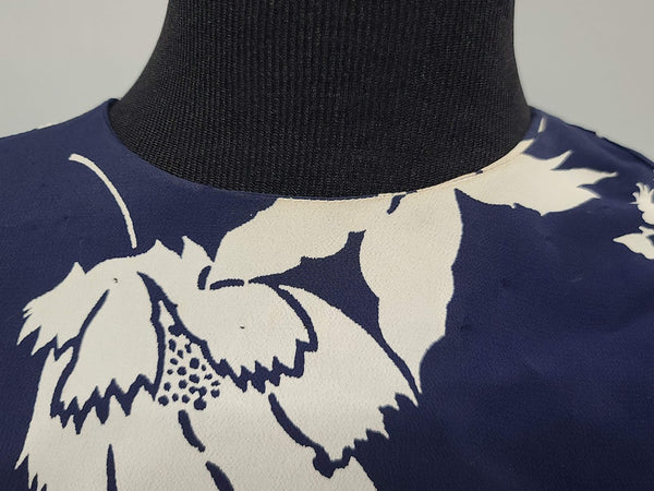Navy Blue with White Flowers Dress (as-is) <br> (B-39" W-29" H-41")