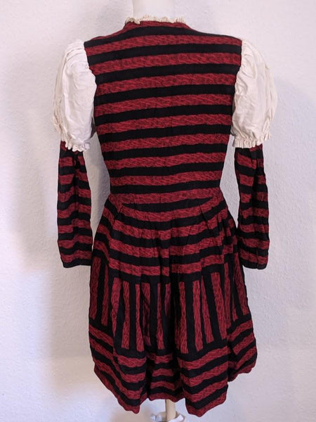 Red and Black Striped Dirndl <br> (B-37" W-27" H-42")
