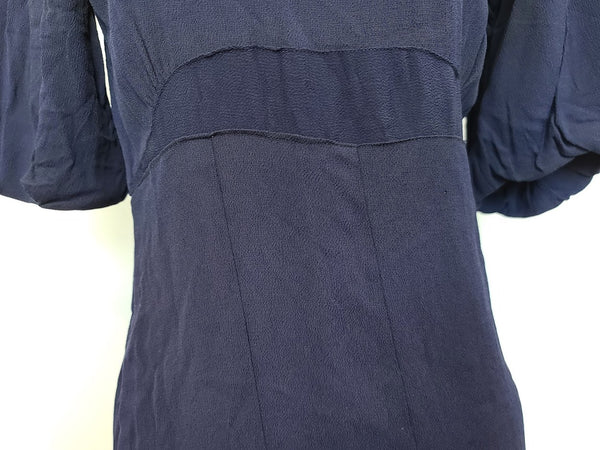 Blue Rayon Dress with Netting (as-is) <br> (B-34" W-26.5" H-31")