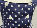 Blue Polka Dot Sleeveless Dress <br> (B-38" W-30" H-40")